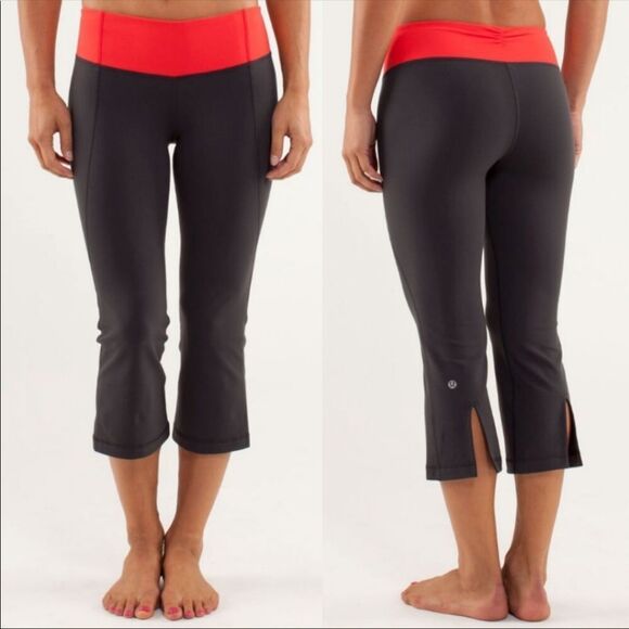 LULULEMON | Gather & Crow Tights Crop Yoga Pants Gray & Red Women’s Size 2 - Picture 1 of 14